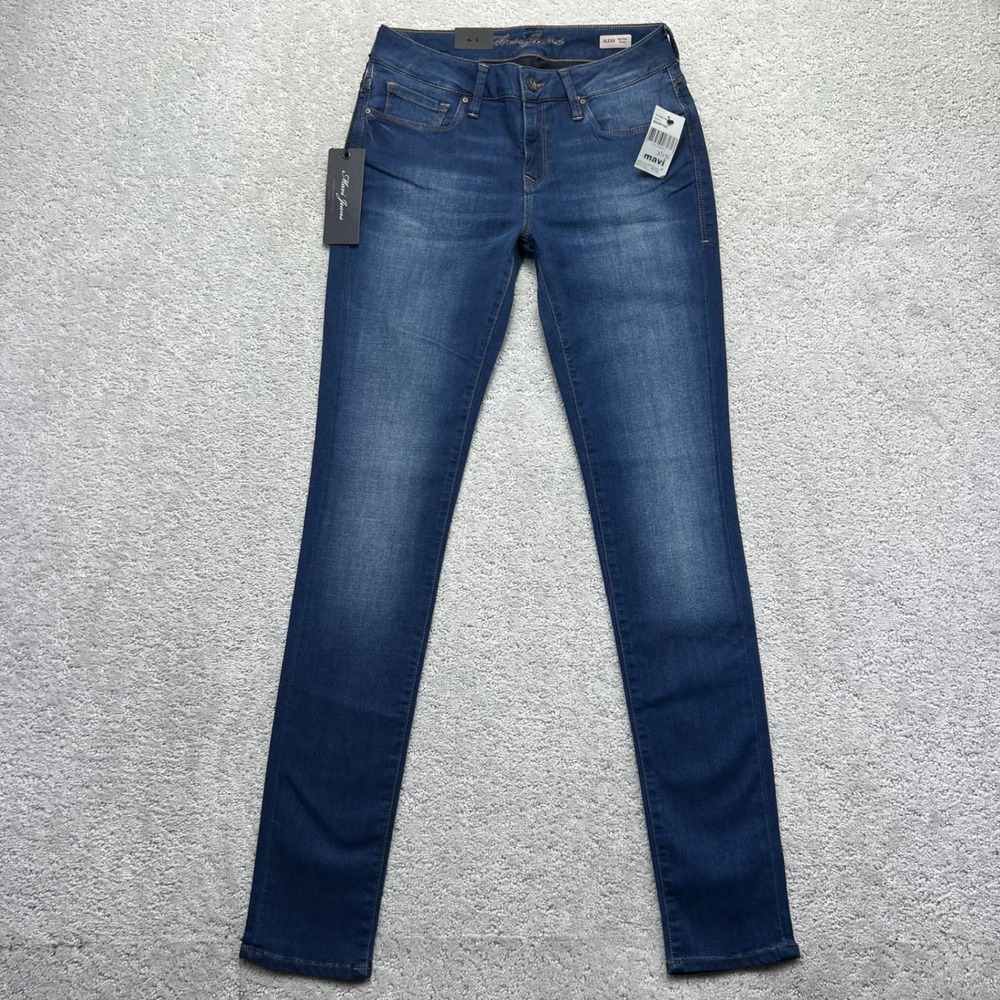 Mavi Jeans Womens 27/32 Indigo Blue Dark Denim Stretch Alexa Mid-Rise Skinny NWT